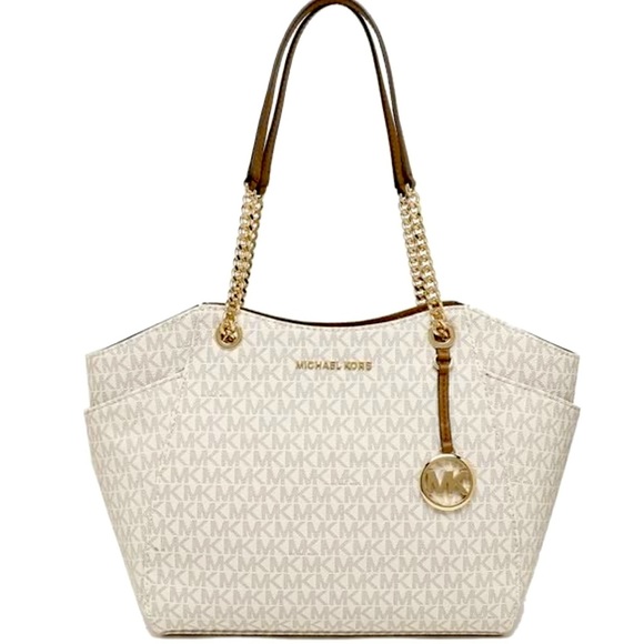 MICHAEL KORS LG CHAIN SHOULDER TOTE VANILLA - Picture 5 of 16